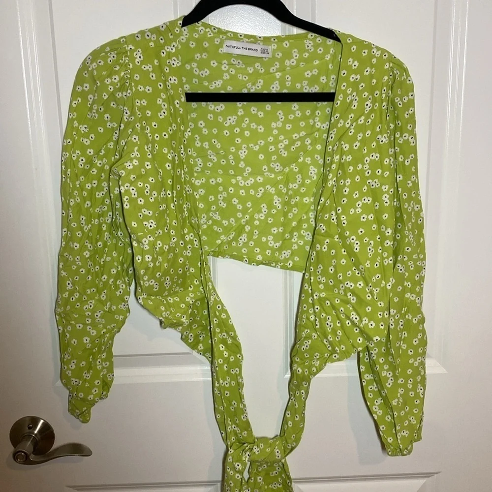 Faithfull the Brand Tianna Top Tiare Floral Print Wrap Tie Top size 2